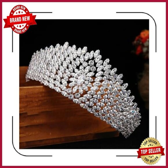 Luxury Cubic Zirconia Tiara Crown Headpiece for Weddings Prom Pageants main image 8